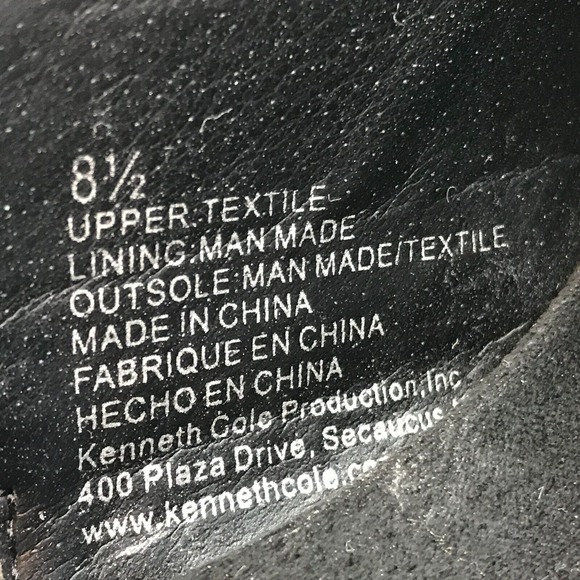 KENNETH COLE Reaction "Chip Shape" Peep-Toe Black Wedge 3" Heel Shoe Size 8.5 - Picture 5 of 5